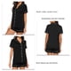 thumbnail image 5 of Conjunto de pijama sedoso de dos piezas, top de manga corta con pantalones cortos, cuello con muesca, ropa de dormir con botones, ropa de dormir para mujer, negro, XL, 5 of 6