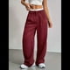 thumbnail image 4 of Pantalones Anchos y Holgados para Mujer, Estilo Palazzo Harén, Informales, A Rayas, con Cintura Elástica y Bolsillos Vino Tinto S, 4 of 7