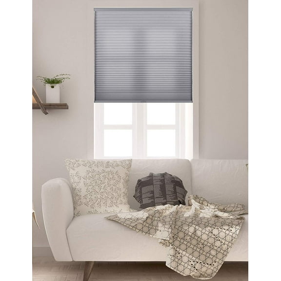 Arlo Blinds Cordless Light Filtering Cellular Shade, Grey, 16"W x 48"H