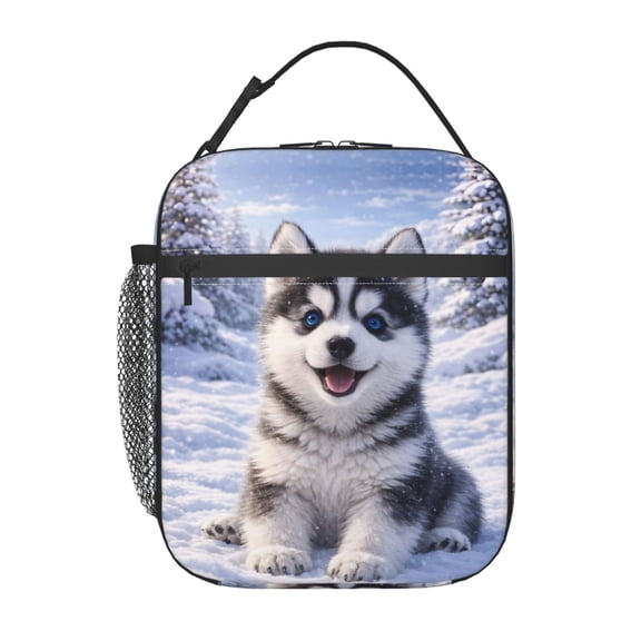 Cute Husky Lunch Bag Reusable Thermal Lunch Tote with Handle for Women and Men