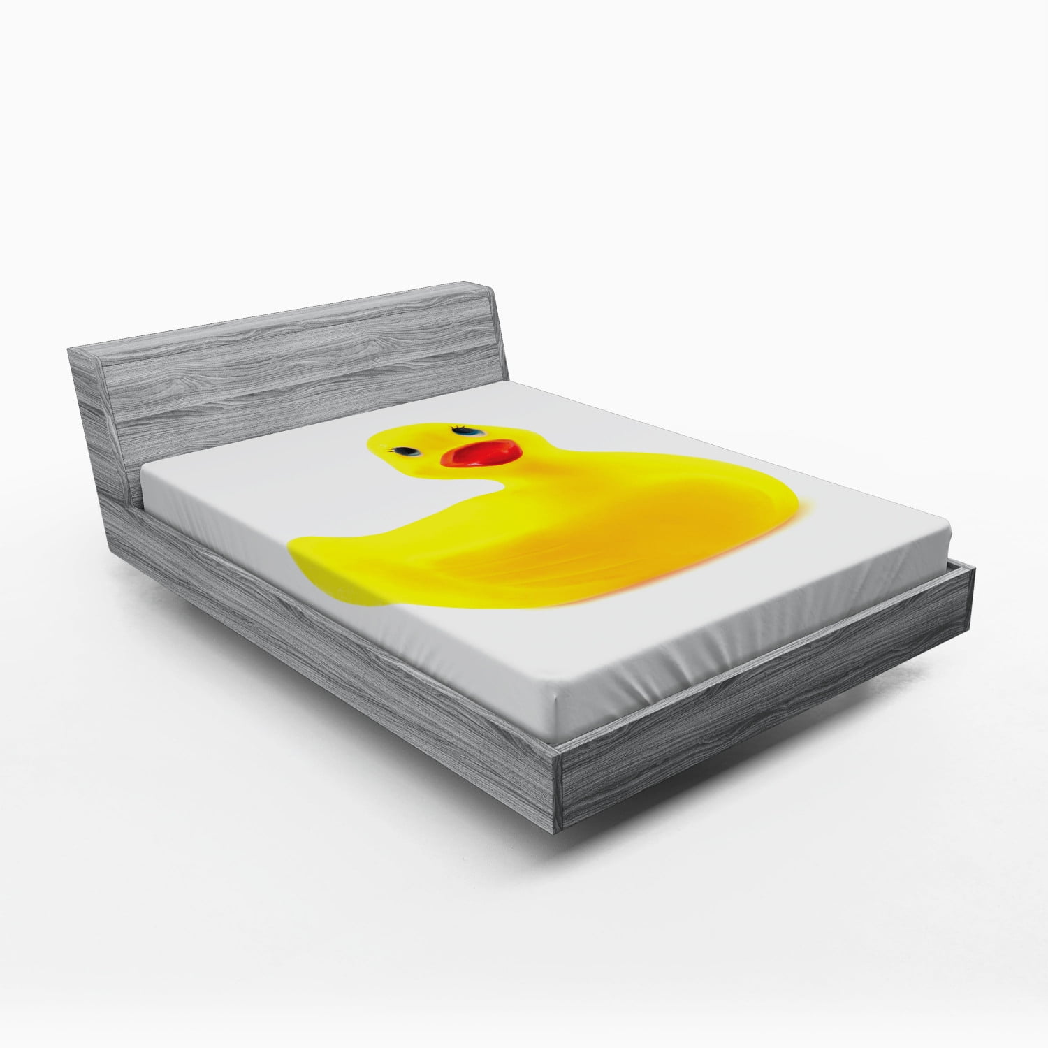 Rubber Duck Fitted Sheet Yellow Squeak Ducky Toy Fun Bubble Bath Animal