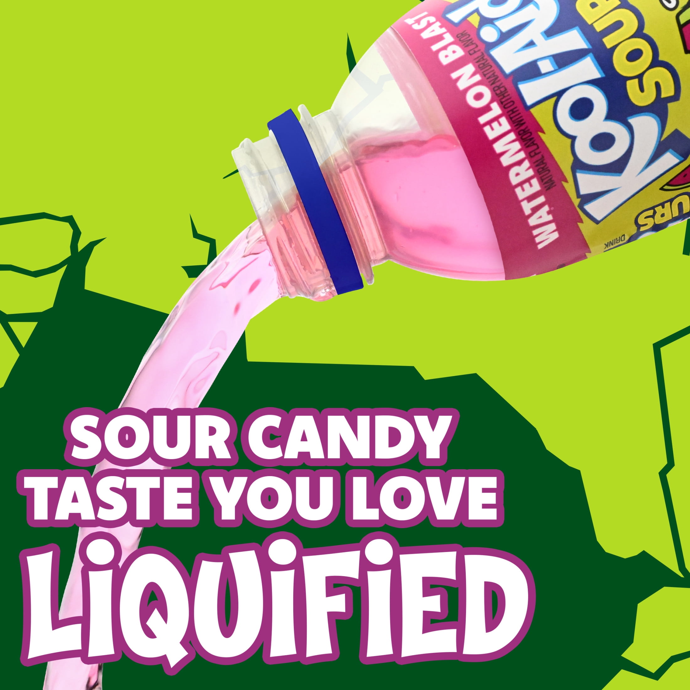 (12 pack) Kool-Aid Sours Naturally Flavored with other Natural Flavor Drink, 1 Bottle, for On-the-Go Hydration, Watermelon Blast, Sour Candy Flavor, No Artificial Dyes, 16 oz