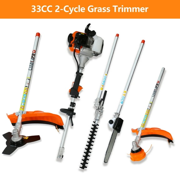 SESSLIFE Gas Grass Trimmer, 4 IN 1 Edgers in Lawn and Garden, 33CC 2-Cycle Weed Eater Set with Straight Shaft, Hedge Trimmer/Gas Pole Saw/Grass Trimmer and Brush Cutter Combination, TE3207
