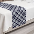 thumbnail image 2 of Navy Plaid Bed Runner, Composition of Lines Simple Traditional Fashion Print, Decorative Accent Bedding Scarf for Hotels Homes and Guestrooms, King, Blue Grey Sea Green, by Ambesonne, 2 of 2