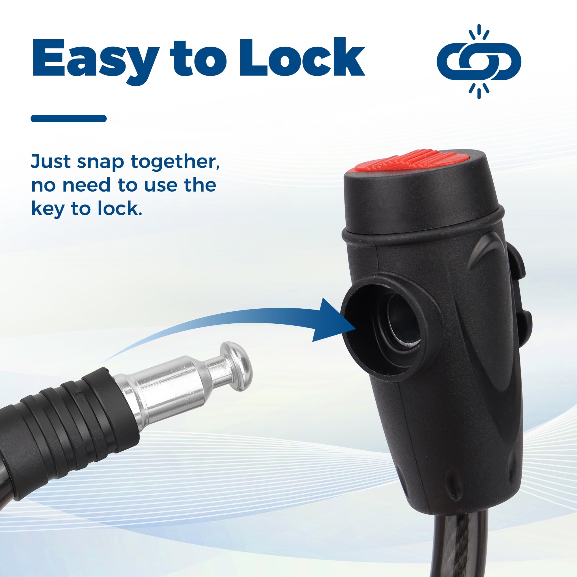 Zukka Keyed Cable Bike Lock with Dustproof Sliding Cover, 6FT