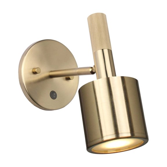 Dainolite 1 Light Halogen Wall Satin Chrome Aged Brass with Frosted Diffuser
