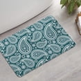 thumbnail image 2 of Teal Paisley Pattern Bathroom Rugs Mat,Non Slip Microfiber Bathroom Rug,Rubber Backing,Soft Bathroom Mats for Bathroom Floor,Tub and Shower,17x27in(43x68cm), 2 of 5