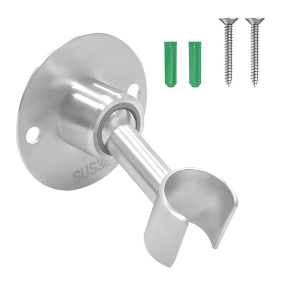 304 Stainless Steel 360° Adjustable Shower Head Holder for Wall, Silver Handheld Shower Wand Holder Wall Mount, Metal Brushed Finish Sprayer Bracket for Bathroom