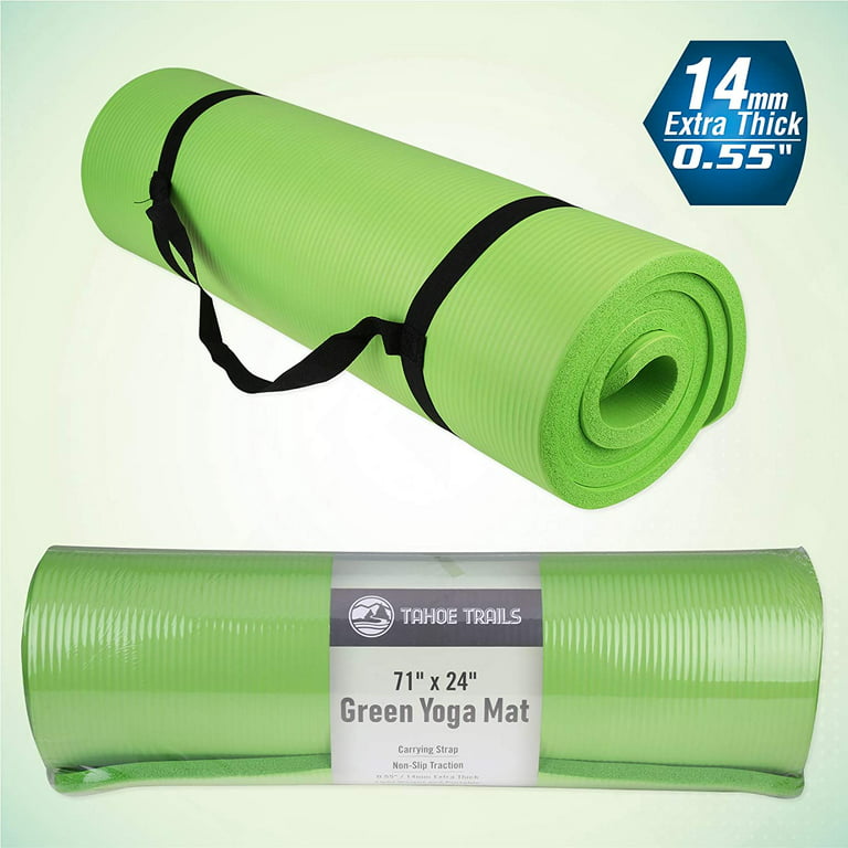 Tahoe Trails Non Slip Thick Yoga Mat 1/2 In. Thick with Carrying Strap,  Green, 400-151 