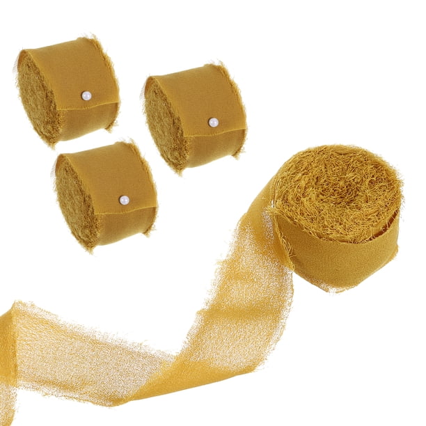 Cinta de Gasa de Seda Unique Bargains 1' x 5.5 Yardas Oro 4 Rollos
