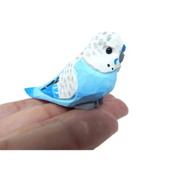PURELY- Parakeet Figurine Budgie Miniature Bird Pet Statue Carve Decor Garden Sculpture