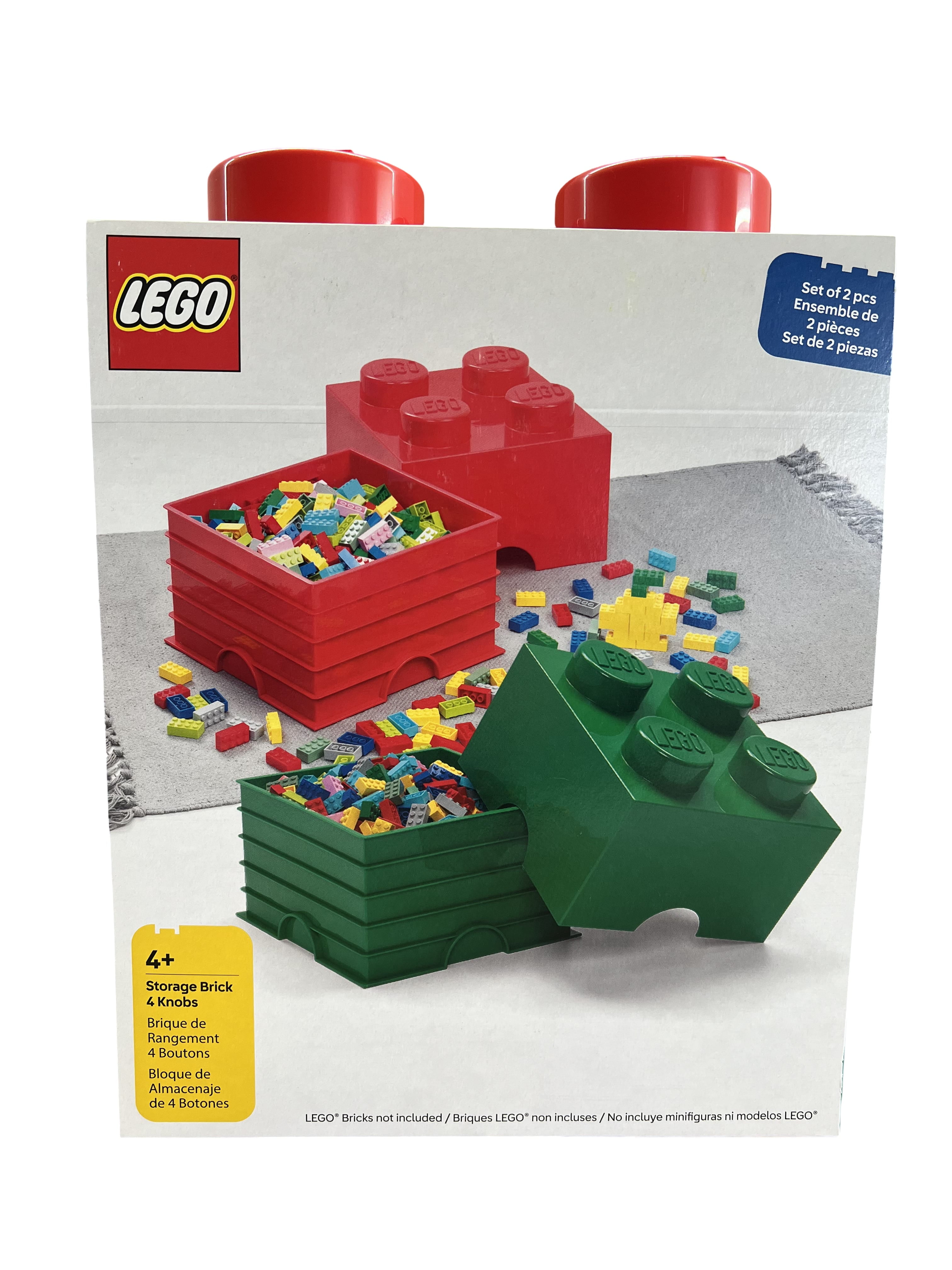 Lego Stackable Storage Bricks With 4 Knobs - 2 Piece Set - Organizer Container