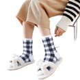 thumbnail image 3 of Daznico Women Mid Crew Fuzzy Socks Classic Plaid Thermal Soft Stretch Cozy Slouchy Stockings for Winter Indoor Sleep Daily Casual Loungewear, 3 of 7