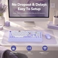 thumbnail image 3 of Wireless Keyboard and Mouse Combo, Retro Round Keycaps, Full Size with Detachable Wrist Rest, 2.4G for PC, Lavender Purple, 3 of 9
