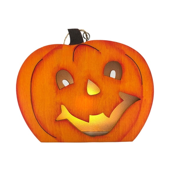 Wooden Hanging Ornament Halloween Decorations With LED Lights For Indoor Outdoor Party Home Garden Table Mantel Scary House Decor