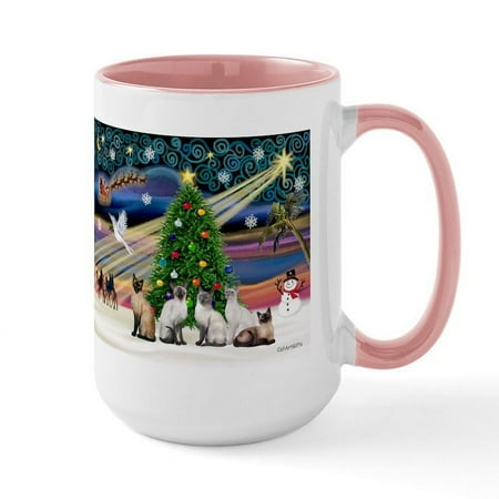 

CafePress - Xmagic 5 Siamese Cats Large Mug - 15 oz Ceramic Large Mug