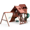 Gorilla Playsets Sun Palace Deluxe Wooden Swing Set with 2 Slides