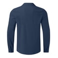 thumbnail image 5 of Wrtxtat Linen Shirts for Men Collarless Button Down Long Sleeve Casual Shirts Lightweight Spring Summer Travel Holiday Shirts Navy M, 5 of 7