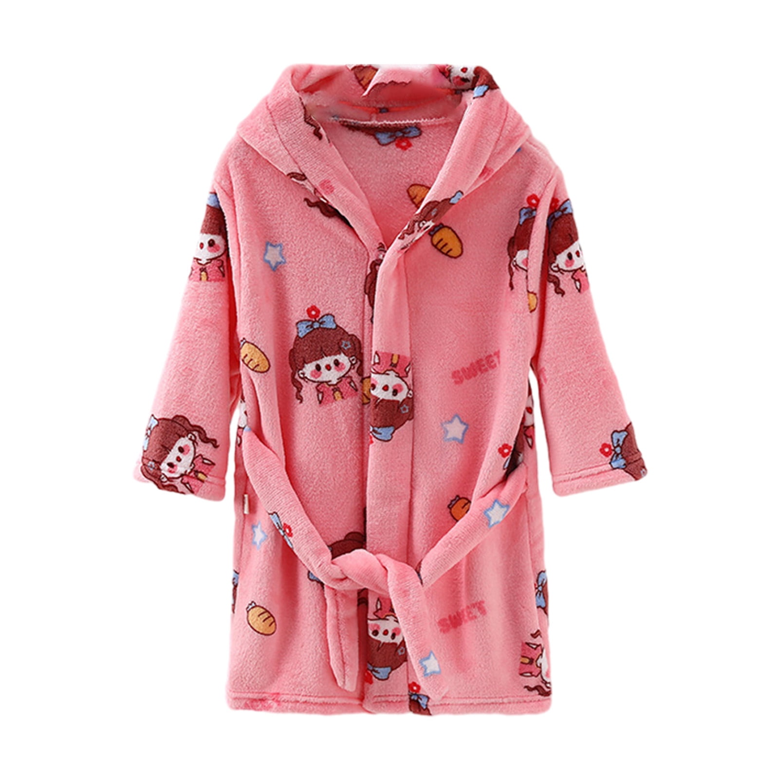 Robe de Nuit 2-12 Ans Filles Peignoir à Capuche en Polaire