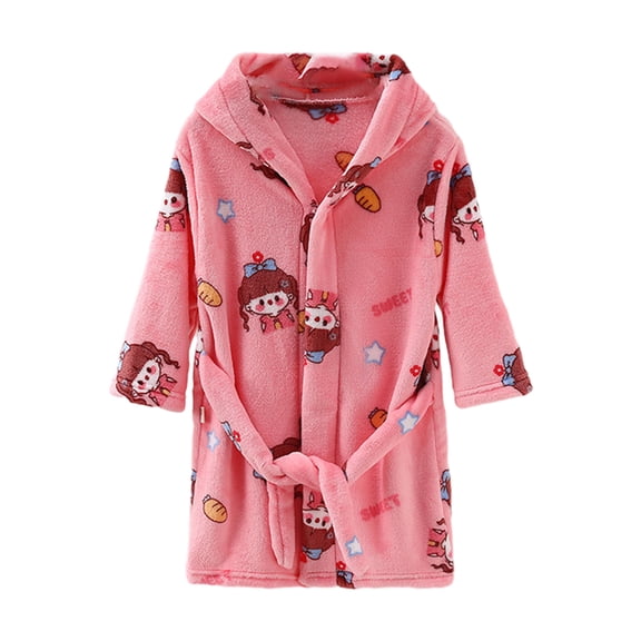 Bovxnpu Dresses Flannel Dress Fleece Soft Warm Long Sleeve BathDress Outfits (Girl's or Boy's)