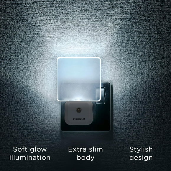Integral LED, Plug in Walls with Dusk to Dawn Photocell, Auto Sensor Night Lighting, 0.6 W,White,2 pack