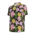 thumbnail image 2 of Balery Colorful Roses Printed Men’s Short Sleeve Polo Shirt, Midweight Men's Shirt,Golf Polo shirts -4X-Large, 2 of 9