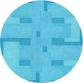 thumbnail image 1 of Ahgly Company Indoor Square Patterned Bright Cyan Blue Area Rugs, 3' Square, 1 of 6