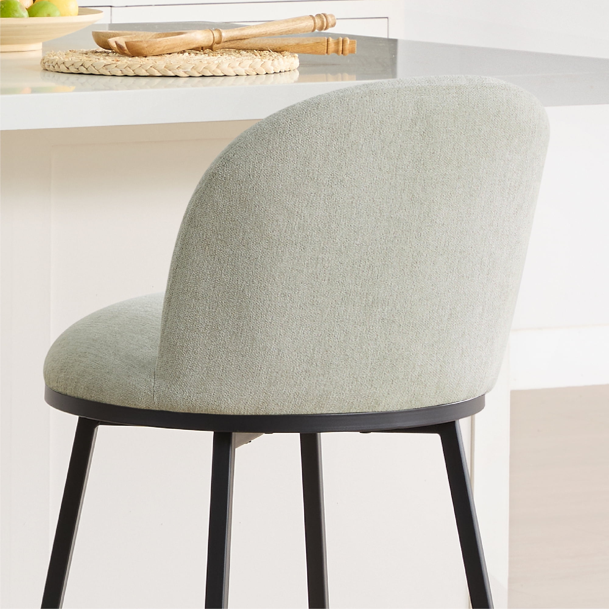 Spruce & Spring Counter Height Swivel Bar Stool with Metal Frame Set of 2, Light