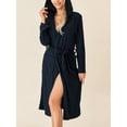 thumbnail image 5 of Cenuakty Couple Matching Kimono Bathrobe Solid Color Long Sleeve Spa Night Hooded Robe for Soft Pajama Outfit, 5 of 9