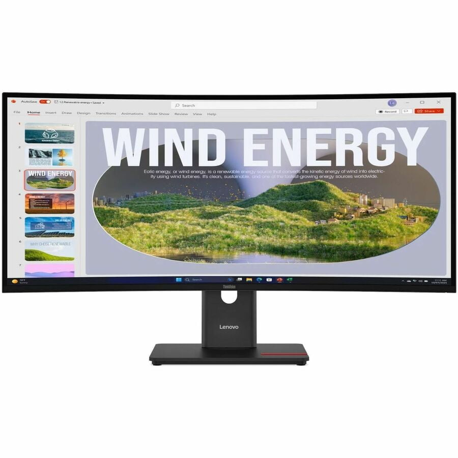 Lenovo ThinkVision T34WD-40 34" Class UW-QHD Curved Screen LED Monitor - 21:9 - Eclipse Black - 34" Viewable - Vertical Alignment (VA) - WLED Backlight - 3440 x 1440 - 16.7 Million Colors - 300 Nit...