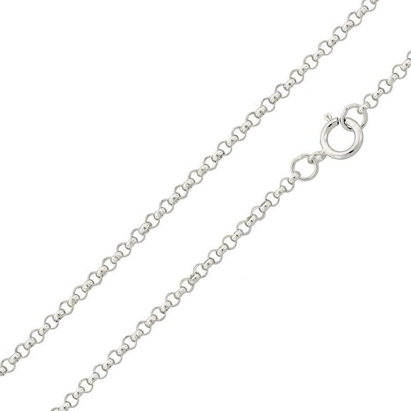 Rhodium Plated 925 Sterling Silver Rolo Cable 030 Chain 2.1mm Made in Italy 18" Jewelry Female