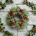 thumbnail image 5 of Yucurem 6 Pieces Christmas Wreath for Kitchen Cabinet, 9.84" Mini Christmas Wreath, Pine Needle Bow Wreath for Xmas New Year Window Door Candle Rings Fireplaces Party Supplies, 5 of 6