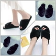 thumbnail image 5 of U-slide Women’s Cross Band Soft Plush Fluffy Furry Fleece House Indoor or Outdoor Ladies’ Slide Slippers, Black, 5-6, 5 of 9