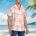 thumbnail image 5 of Xecao Daisy And Bee print Hawaiian shirt - a stylish short-sleeve button-down for men, perfect for casual beach and tropical outings., 5 of 9
