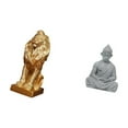 thumbnail image 5 of 2 Pieces Lion Figurine Monkey Statue Buddha Sculpture Resin Material for Desk Office Home Decoration, 5 of 8