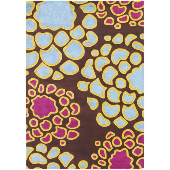 Hand-Tufted Designer Rug 7'9x10'6 Brown/Pink/Blue/Yellow