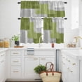 thumbnail image 3 of Abstract Graffiti Art Kitchen Curtains Valances and Tiers Set of 3 Green Grey Geometric Painting Texture Tier Curtains and Valance with Rod Pocket for Small Windows, 27.5"x24", 3 of 9