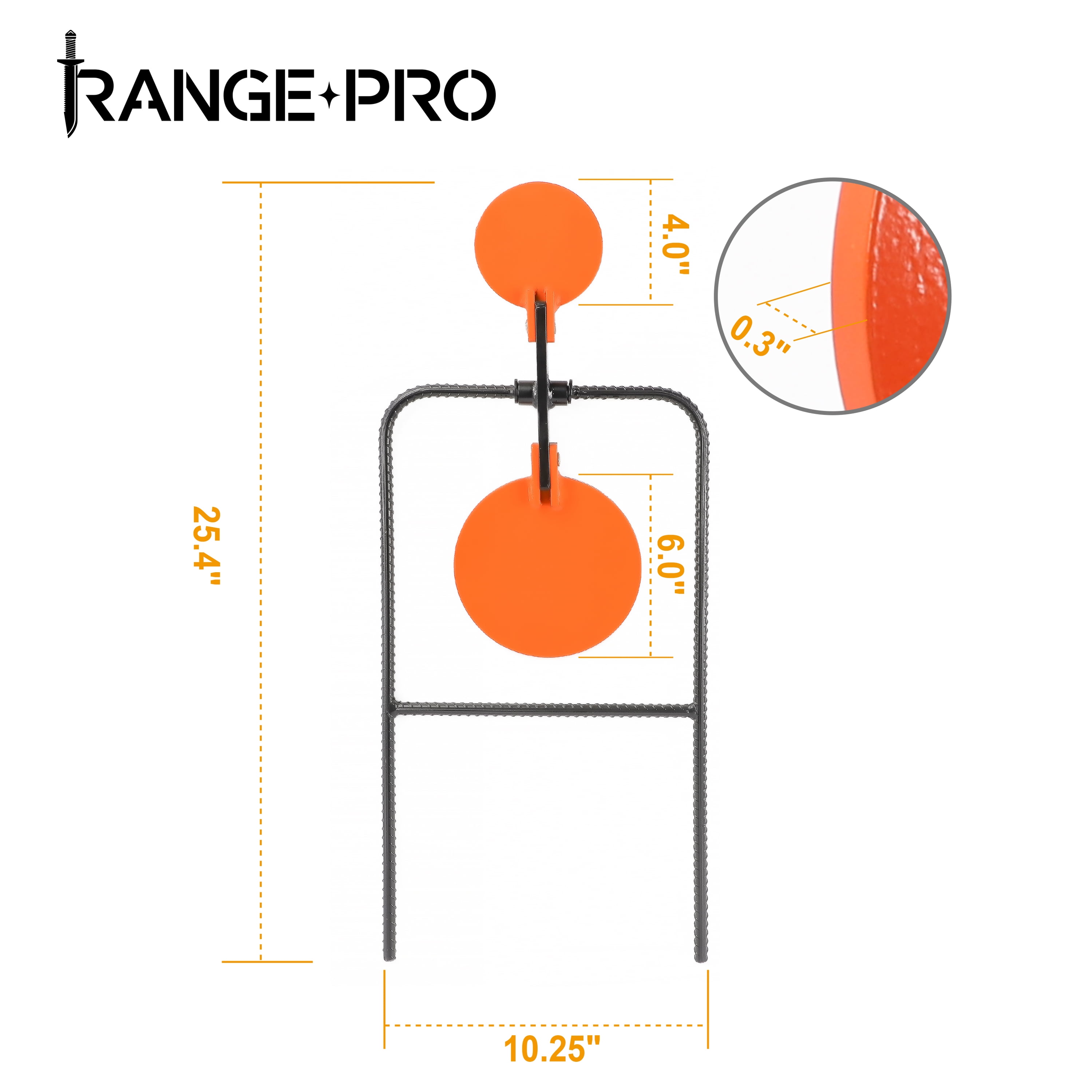 Centerfire Pistol AR500 Steel Spinner Target, 4", 5" & 6" Combo