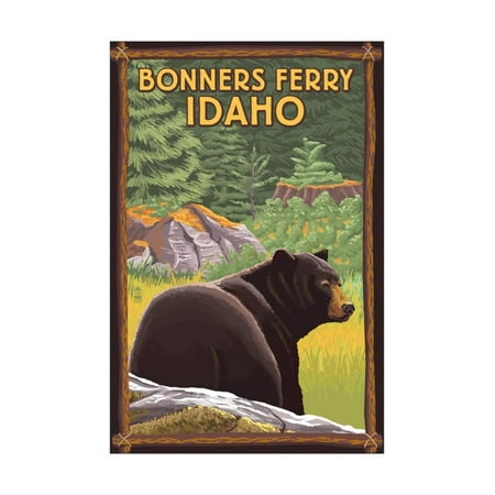 Bonners Ferry, Idaho - Black Bear in Forest Print Wall Art By Lantern (Best Parks In Idaho)