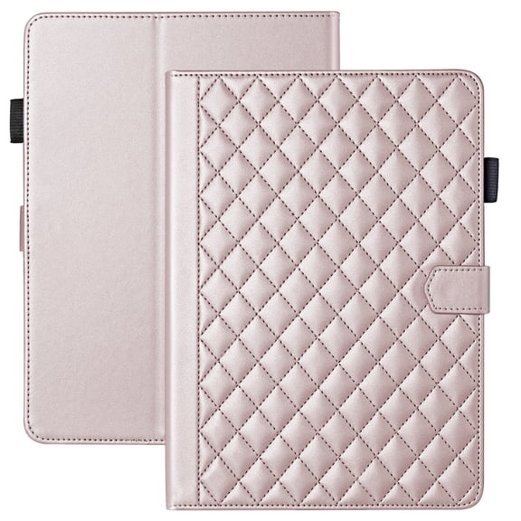 for Kindle Paperwhite 7 inch 12th Gen 2024 Released Case, Rhombus Pattern Multiple Viewing Angles Stand Slim Folio Cover (Rose Gold)