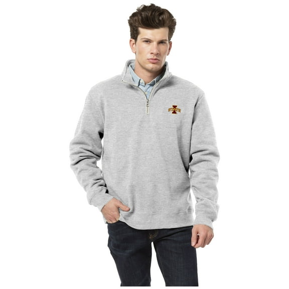 Men's League Collegiate Wear Heather Gray Iowa State Cyclones Essentials Fleece 2.0 Quarter-Zip Jacket