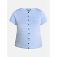 thumbnail image 5 of Terra & Sky Women's Plus Short Sleeve Button Up Sweater Top,Sizes,0X-5X, 5 of 5