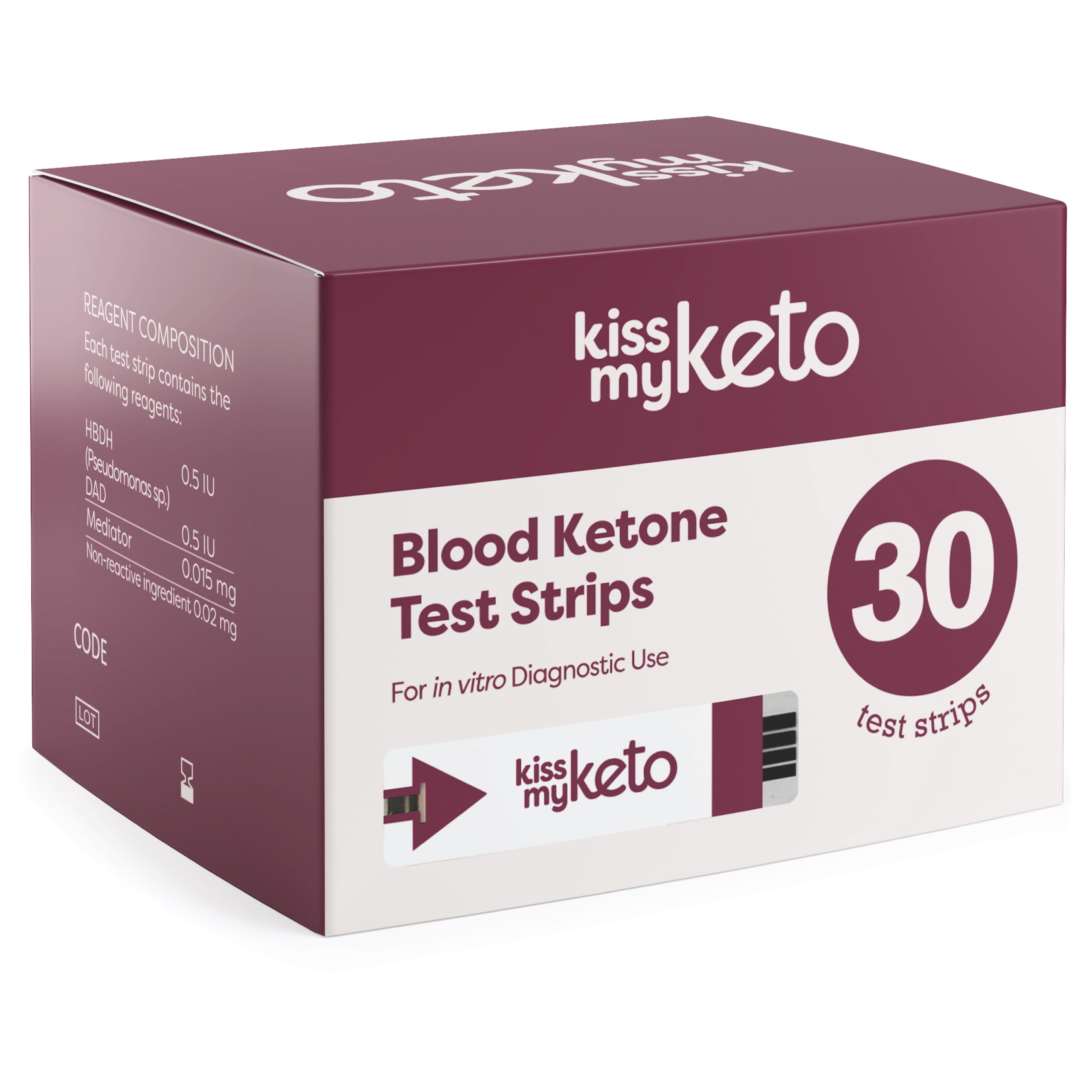 Kiss My Keto Meter Blood Test Strips — 30x Blood Ketone Strips for KMK