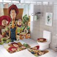 thumbnail image 1 of Juego de 4 cortinas de ducha decorativas para el hogar de Toy Story, kit de accesorios con alfombra antideslizante, tapa de inodoro y tapete de ducha, cortina de ducha impermeable con 12 ganchos, 1 of 8