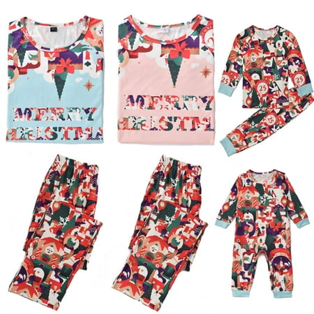 

LINMOUA Christmas Mother T-shirt Pants Family Pajamas Sleepwear Outfits