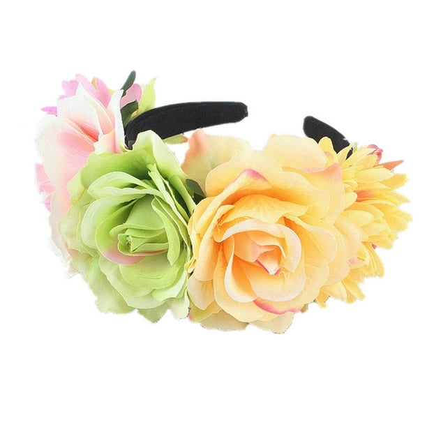 Diadema creativa de estilo europeo y americano para novia, accesorio para el cabello con flores rosas, para fiesta de Halloween