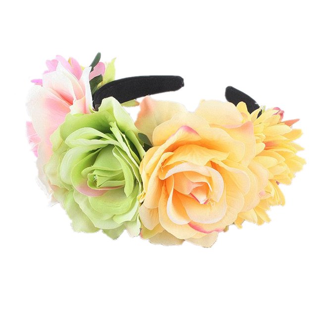 Diadema creativa de estilo europeo y americano para novia, accesorio para el cabello con flores rosas, para fiesta de Halloween