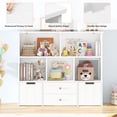 thumbnail image 6 of Homfa Kids Toy Storage Organizer, 5 Cubby Children Bookcase and Bookshelf with 4 Drawer on Wheels for Playroom, White, 6 of 8