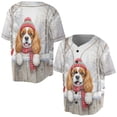 thumbnail image 3 of Playful Cavalier King Charles Spaniel Welcomes Winter Snowy Day with Cardinal Bird All Over Print 3D Baseball Shirt Dog Lover Gifts Softball Sport - 2017, 3 of 6