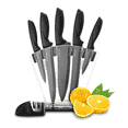 thumbnail image 2 of NutriChef 7 Piece Stainless Steel Knives Set with Block Stand and Sharpener, 2 of 5